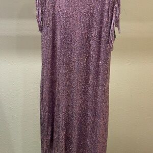 Lavender Knit Fringe Sequin Dress